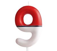 Vela de Cumpleaños Número 9 de Dibujos Animados, Red White Número 9 Vela para Pastel, Decoración de Fiesta Temática de Anime Niñas y Niños de Pastel de Vela