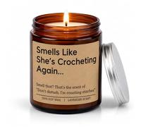 Vela de ganchillo para mujer, vela perfumada de cera de soja de lavanda de 3.5 onzas, regalos divertidos para los amantes del ganchillo, principiantes de costura, mamá, tejedor, regalo de cumpleaños