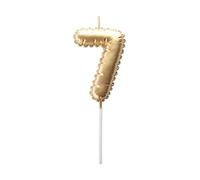 Vela de globo de cumpleaños de Kolor anterior - Vela de número - Vela de pastel de cumpleaños original 7, Vela dorada