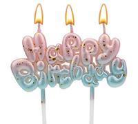 Vela de Letras con Números Degradados, Velas de Cumpleaños con Degradado Rosa y Azul para Tartas Velas de Cumpleaños con Letras Numéricas Decoración para Cumpleaños Bodas (Happy Birthday)
