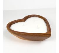 Vela de madera en forma de corazón, aroma a coco tostado, cera de soja, vertida a mano, 100% biodegradable