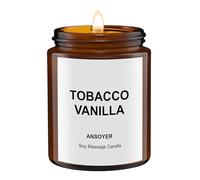 Vela de masaje ANSOYER de 128 g. Vela para relajarse con materias primas naturales: aceite de coco y aceite de soja. Hidratante y nutritive (TABACO DE VAINILLA)