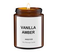 Vela de masaje ANSOYER de 128 g. Vela para relajarse con materias primas naturales: aceite de coco y aceite de soja. Hidratante y nutritive (Ámbar Vainilla)