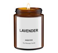 Vela de masaje ANSOYER de 128g. Vela para relajarse con materias primas naturales: aceite de coco y aceite de soja. Hidratante y nutritive (Lavanda)