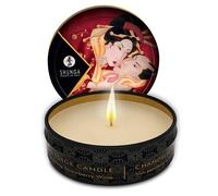 Vela de masaje Shunga Mini con aroma a vino espumoso y fresa - 30 ml