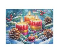 Vela de Navidad con Pino Rompecabezas 500 Piezas Cartón Grueso para Coleccionistas Noches De Cita Mejora Concentración Ocio En Casa Regalo Reyes Magos 500 PCS