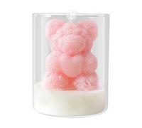 Vela de oso de corazón, pieza de decoración romántica perfumada, luz de cera de 2.56 pulgadas con aroma dulce, adorno de mesa de boda, regalo temático de amor con estilo lindo, preparador de estado de