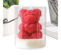 Vela de oso de corazón, pieza de decoración romántica perfumada, luz de cera de 2.56 pulgadas con aroma dulce, adorno de mesa de boda, regalo temático de amor con estilo lindo, preparador de estado de
