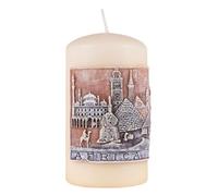 Vela de pilar DONAU HOME con diseño de África/Vela de parafina / 80 x 150 mm/Blanco crema/Para decoración / 83 horas de duración/Vela decorativa de cera / 1 unidad
