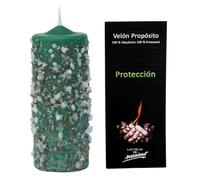 Vela de Protección con Sales y Resinas - Vela Esotérica Artesanal Verde 5,5x14 cm - Limpieza Energética y Contra Malas Energías - Ritualizada y 100% Natural - Las Velas de Mariano