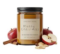 Vela de Soja Artesanal con Mecha de Madera - Vela Ecológica Hecha a Mano en Tarro Ámbar - Vela Aromática Navidad - Regalo Navidad Premium (Manzana y Canela)