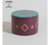 Vela de terracota naranja, violeta y azul con aroma a higo