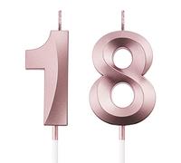 Vela del 18 Aniversario, Velas de Cumpleaños de Oro Rosa, Velas de Cumpleaños de Número 18 Vela en Forma Adecuado para Cumpleaños, Aniversarios, Bodas y Fiestas