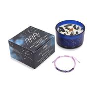 Vela del Zodiaco Acuario con Pulsera de Piedras Preciosas - Vela de Soja con Amatista, Lapislázuli y Hematita - 22h - HOSTENATURA