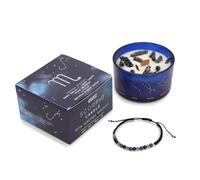 Vela del Zodíaco con Piedras Naturales y Pulsera de Piedras Semipreciosas en Cajita Regalo - Velas Perfumadas Aromaterapia - Regalo Original para Conectar con el Signo del Horóscopo (Escorpio)