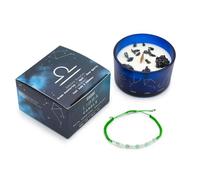 Vela del Zodíaco con Piedras Naturales y Pulsera de Piedras Semipreciosas en Cajita Regalo - Velas Perfumadas Aromaterapia - Regalo Original para Conectar con el Signo del Horóscopo (Libra)