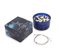 Vela del Zodiaco Géminis con Pulsera de Piedras Preciosas - Vela de Soja con Pulsera de Citrino, Cuarzo Rosa, Piedra Lunar - 22h - HOSTENATURA