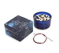 Vela del Zodiaco Leo con Pulsera de Piedras Preciosas - Vela de Soja con Pulsera de Ojo de Tigre y Coralina - 22h - HOSTENATURA