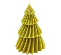 Vela en forma de árbol de Navidad en verde con purpurina, hecha a mano, tamaño: 12 x 7 cm aprox