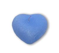 Vela en forma de corazón - Textura rayada - Bolsa regalo - Vela artesanal - Diámetro 8 cm altura 10 cm - Bautizo - Baby Shower - Comunión - Color azul - Cereria Di Giorgio