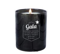Vela en frasco negro grabada con el diseño 'Nombre y dedicatoria'