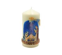Vela Hecha a Mano en 3D, Vela del Altar, Vela de Nacimiento de Cristo, Vela Cristiana con elaborada decoración de la Sagrada Familia en Color Crema, tamaño: 7 x 15 cm (Ancho x Alto