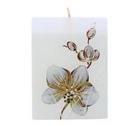 Vela hecha y pintada a mano, con orquídea clara, tamaño aprox. /L/B/H: aprox. 9 x 5 x 12 cm