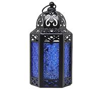 Vela Lanterns Farol marroquí decorativo portavelas para decoración del hogar, pequeño, cobalto