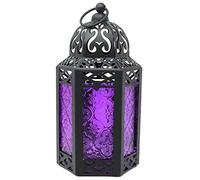 Vela Lanterns Farol marroquí decorativo portavelas para decoración del hogar, pequeño, morado