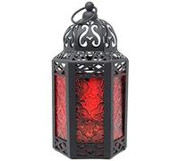 Vela Lanterns Farol marroquí decorativo portavelas para decoración del hogar, pequeño, rojo