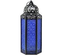 Vela Lanterns Portavelas decorativo marroquí, extragrande, color cobalto