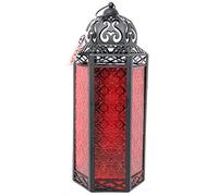 Vela Lanterns Portavelas decorativo marroquí extragrande, color rojo