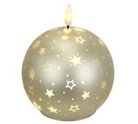 Vela LED de cristal con motivos de estrellas y temporizador, 10 cm, vela LED eléctrica, luz blanca cálida, decoración de Adviento, corona de Adviento, corona de Navidad, decoración de San Valentín