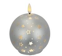 Vela LED de cristal con motivos de estrellas y temporizador, 10 cm, vela LED eléctrica, luz blanca cálida, decoración de Adviento, corona de Adviento, corona de Navidad, decoración de San Valentín