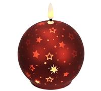 Vela LED de cristal con motivos de estrellas y temporizador, 10 cm, vela LED eléctrica, luz blanca cálida, decoración de Adviento, corona de Adviento, corona de Navidad, decoración de San Valentín