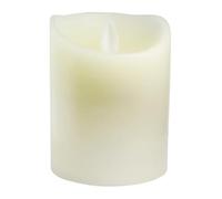 Vela LED decorativa de 10 cm en color marfil, ideal para ambientar espacios y crear una atmósfera acogedora.