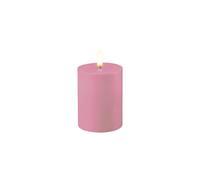 Vela LED Deluxe Homeart, vela LED para interiores con llama realista sobre un espejo de cera real, luz blanca cálida, lavanda 7,5 x 10 cm
