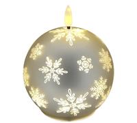 Vela LED esférica de cristal con diseño de copo de nieve y temporizador, 10 cm, vela LED eléctrica, luz blanca cálida, decoración de Adviento, corona de Adviento, corona de Navidad, decoración de