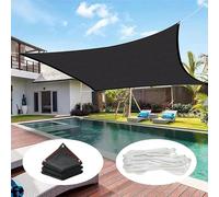 Vela negra Recle e Sail de 8 m x 9 m, protección UV para espacios al aire libre, perfecta para patios, jardines, casas y perreras, y fácil de instalar.