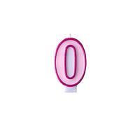 Vela número 0 para tarta de cumpleaños, vela de cera rosa para niño niña femenina, dulce, aniversario, fiesta, nacimiento, género Reveal, altura 7 cm