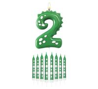 Vela Número 2 De Dinosaurio Y 8 Velas Con Patrón De Dinosaurio, Decorativa Para Tarta De Cumpleaños, Creativa Y Accesorios