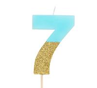 Vela Pastel Glitter Bicolor Colores Pastel con Oro/Pack 1 ud. (Azul Pastel 7)