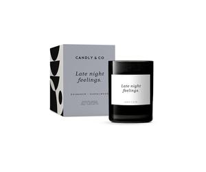 Vela perfumada de lujo Candly&Co n.° 6 "Sensaciones Nocturnas"/ 100% soja/Vidrio ahumado/Mecha de algodón/ 250g/ Galbano, sándalo, cardamomo, ámbar, papiro y manzanilla/Hecha a mano en la UE