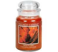 Vela perfumada en frasco de boticario grande con sabor a calabaza especiada de Village Candle, 21,25 oz.
