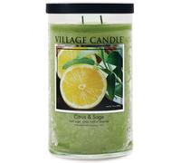 Vela perfumada en frasco de vidrio grande con aroma a c tricos y salvia de Village Candle, 19 oz, color verde