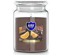 Vela perfumada en tarro grande Chocolate - Naranja 100H Fumar, Vela perfumada Dulce con Tapa, 14 cm de altura, diámetro 9,9 cm