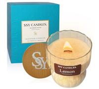 Vela perfumada en tarro/velas en tarro/limón/mecha de madera/hielo agrietarse textura/especias de/cera de soja natural/tiempo de combustión de hasta 50+ horas