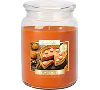 Vela perfumada tarta de calabaza en tarro, grande con tapa, 100 h ahumado, 14 cm de altura, 9,9 cm de diámetro