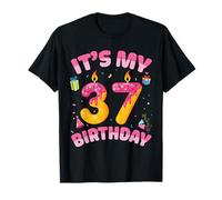 Vela Presenta Es Mi Cumpleaños 37 Años Feliz Día 37 Camiseta