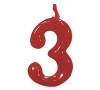 Vela roja con el número 3 para cumpleaños